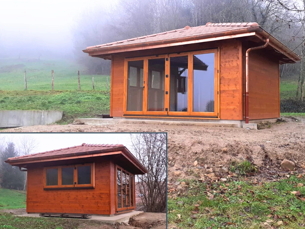 Création menuiserie sur mesure et pose pour une extension à SAINT CERGUES par BATIBOIS74